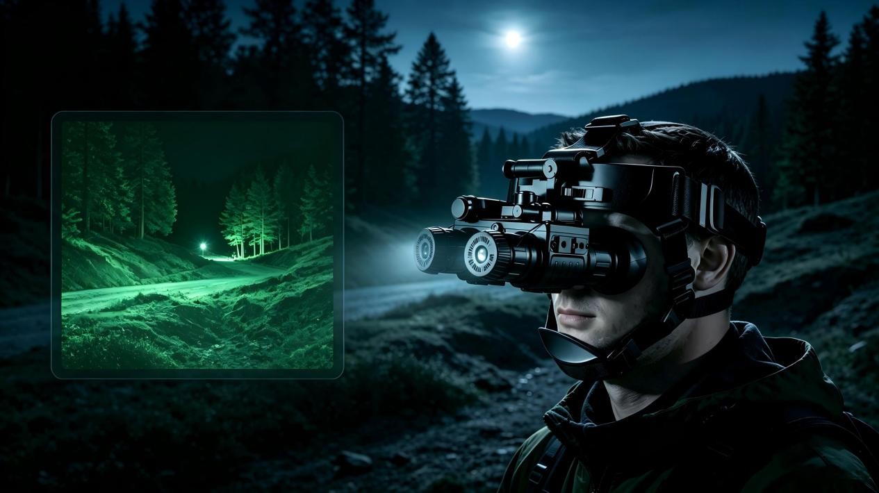 Lunettes binoculaires de vision nocturne montées sur la tête